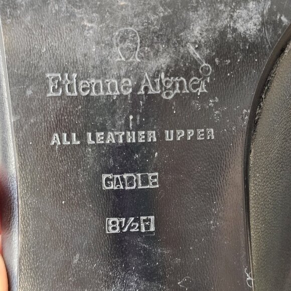 Y2K 90s Etienne Aigner Black Leather Mules Clogs Loafers Sz 8.5 Square Toe - Picture 13 of 13